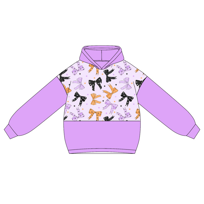 Baby Girls Lavender Long Sleeves Colorful Bows Stars Hoodies Top Preorder