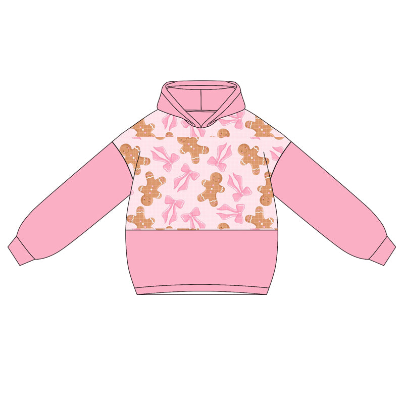 Baby Girls Pink Long Sleeves Bows Gingerbread Hoodies Top Preorder