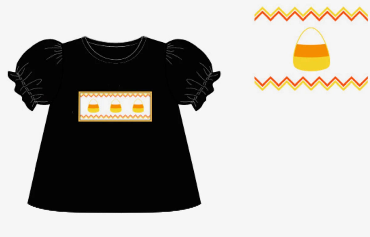 Preorder moq 5 Baby Girls Black Short Ruffle Sleeves Candy Tunic Tee Shirts