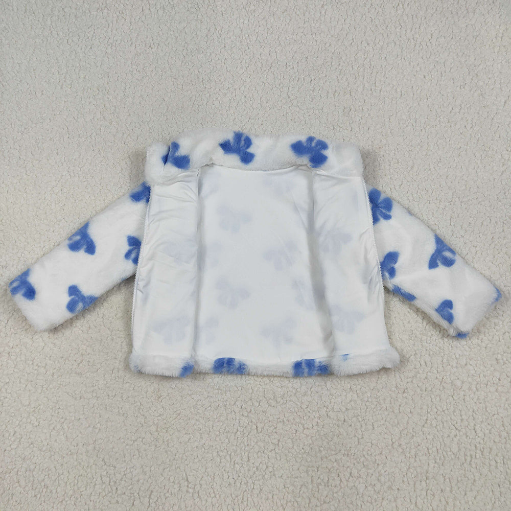 USA Shop Baby Girls Blue Bows Polar Fleece Zip Jackets Cardigans
