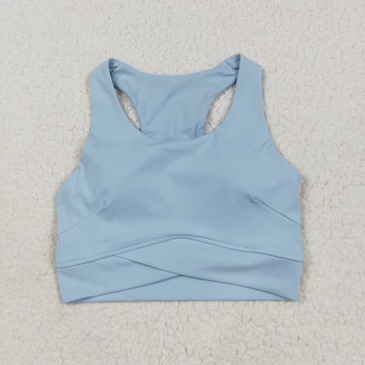 USA Adult Women Sky Blue Sleeveless Yoga Active Vests Top