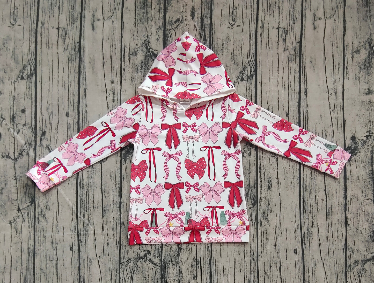 Baby Girls Christmas Pink Bows Plaid Hoodies Tops