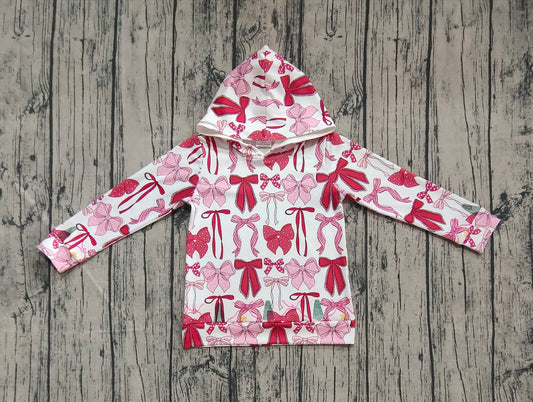 Baby Girls Christmas Pink Bows Plaid Hoodies Tops