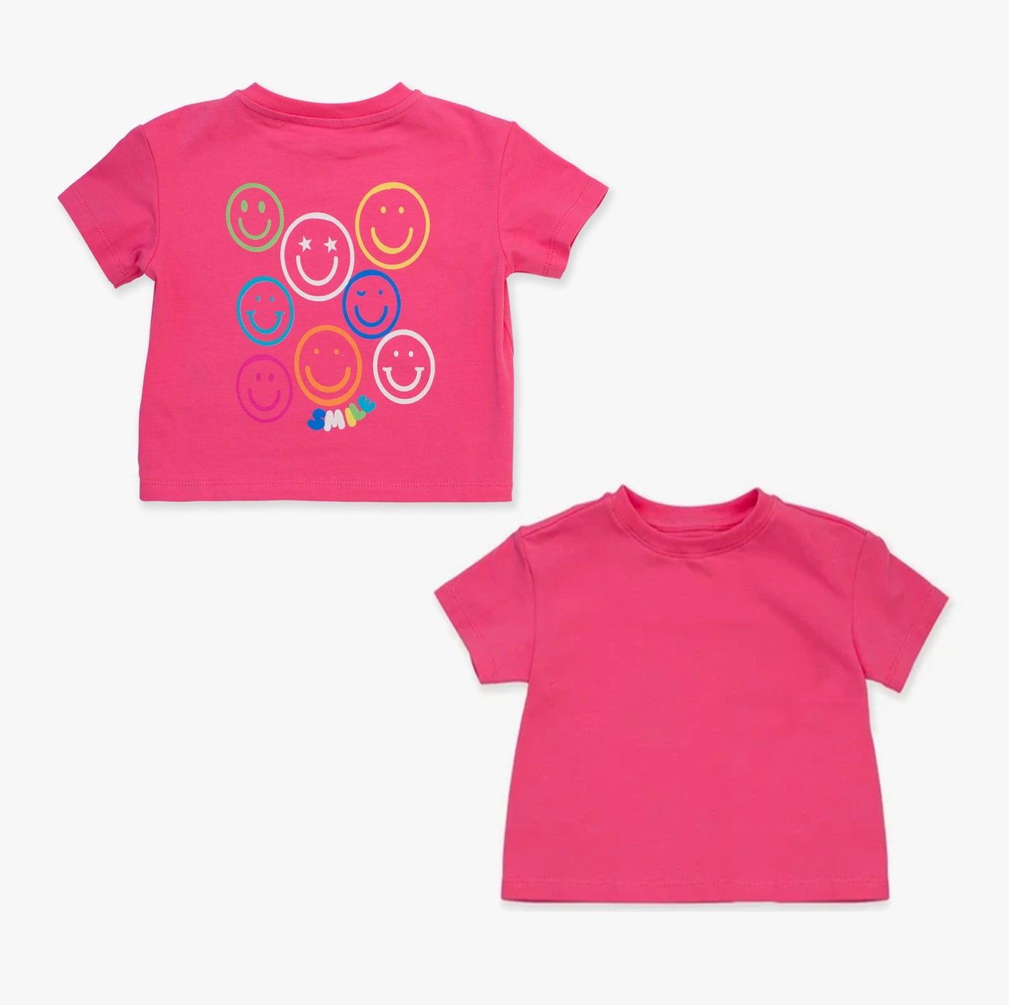 Baby Girls Hot Pink Short Sleeves Smiles Tee Shirts Top Preorder