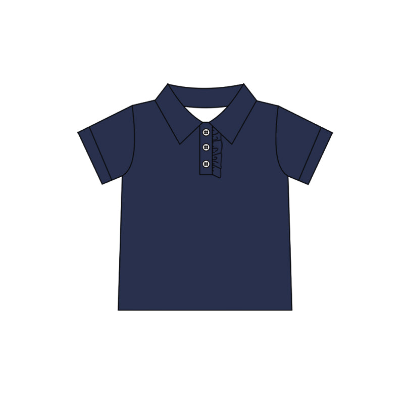 Baby Girls Navy Short Sleeves Button Cotton Polo Shirts Top Preorder