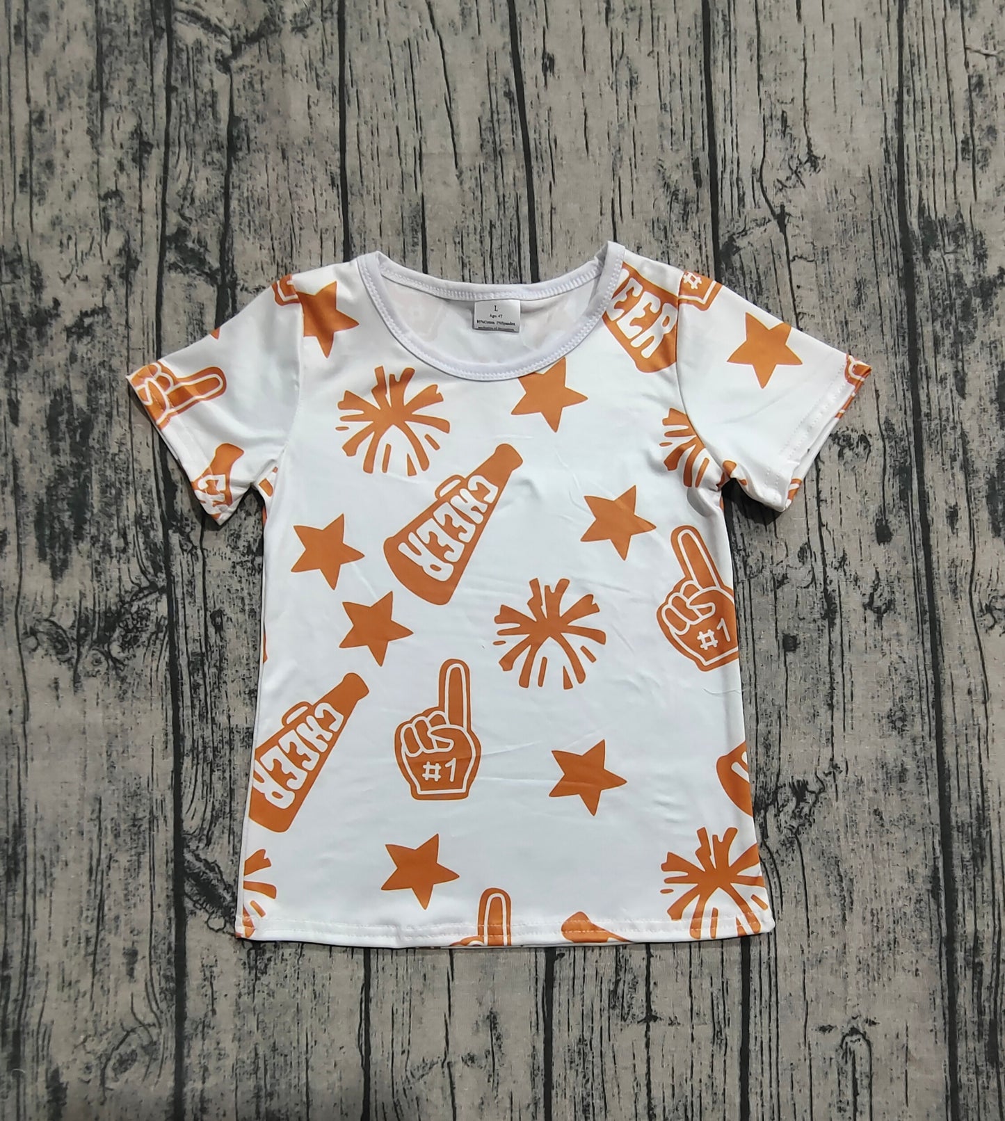 Baby Girls Short Sleeves Cheer Stars Team Tee Shirts Top