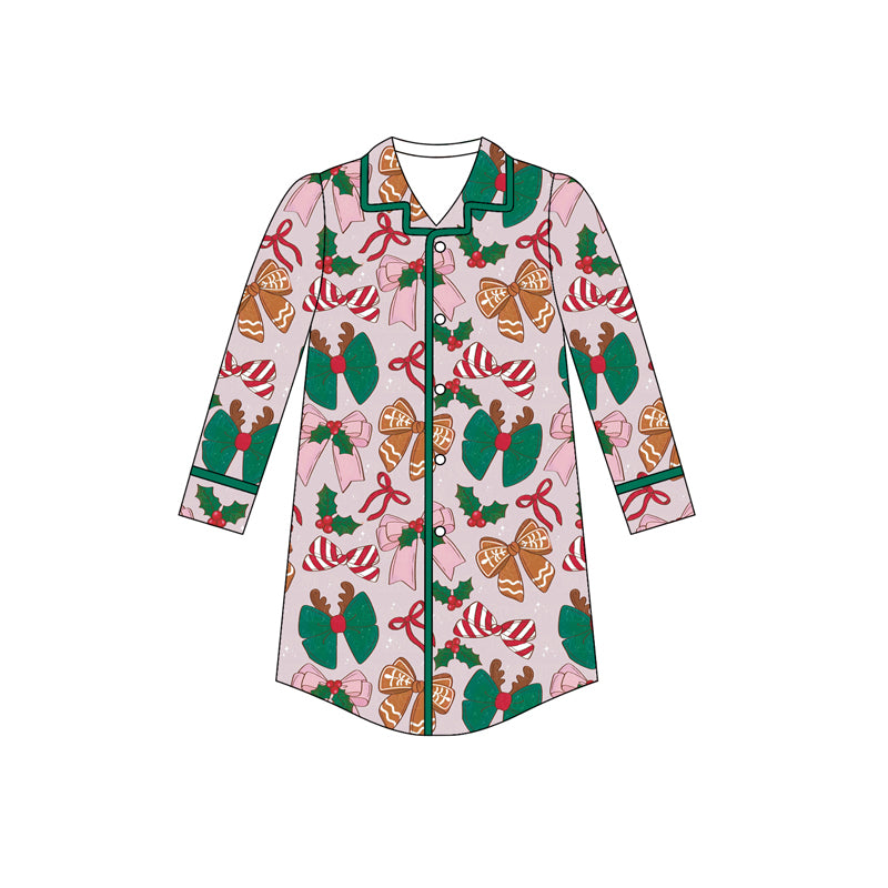 Preorder moq 5 Adult Women Holly Candy Cane Button Christmas Shirts Top