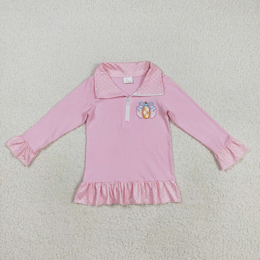 Sibling Embroidery Pumpkins Baby Girls Boys Zipper Fall Pullover Tops
