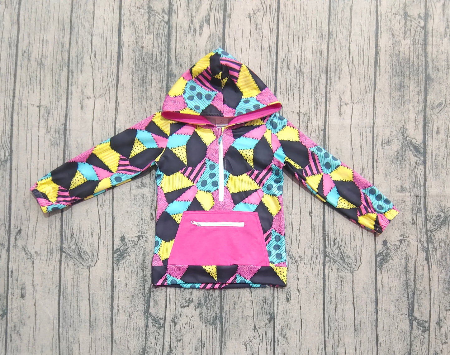 Baby Girls Colorful Aztec Pocket Zipper Halloween Hoodies Top