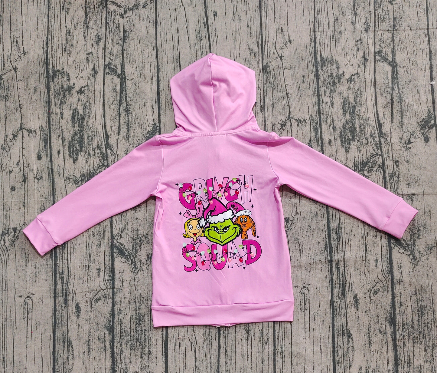 Baby Girls Grin Lights Pockets Zipper Christmas Hoodies Jackets Top