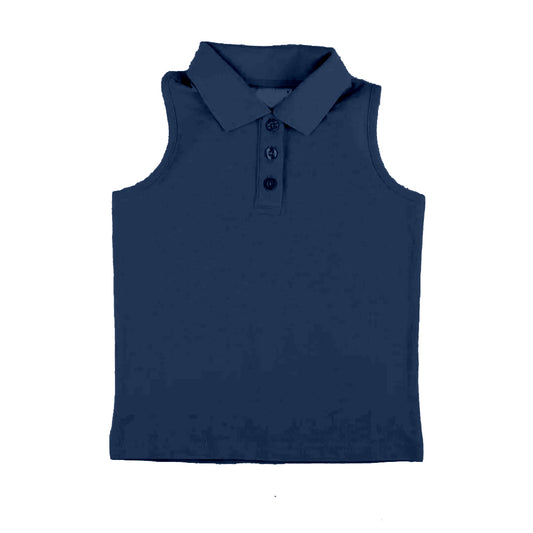Baby Girls Navy Sleeveless Yoga Active Button Vests Top Preorder
