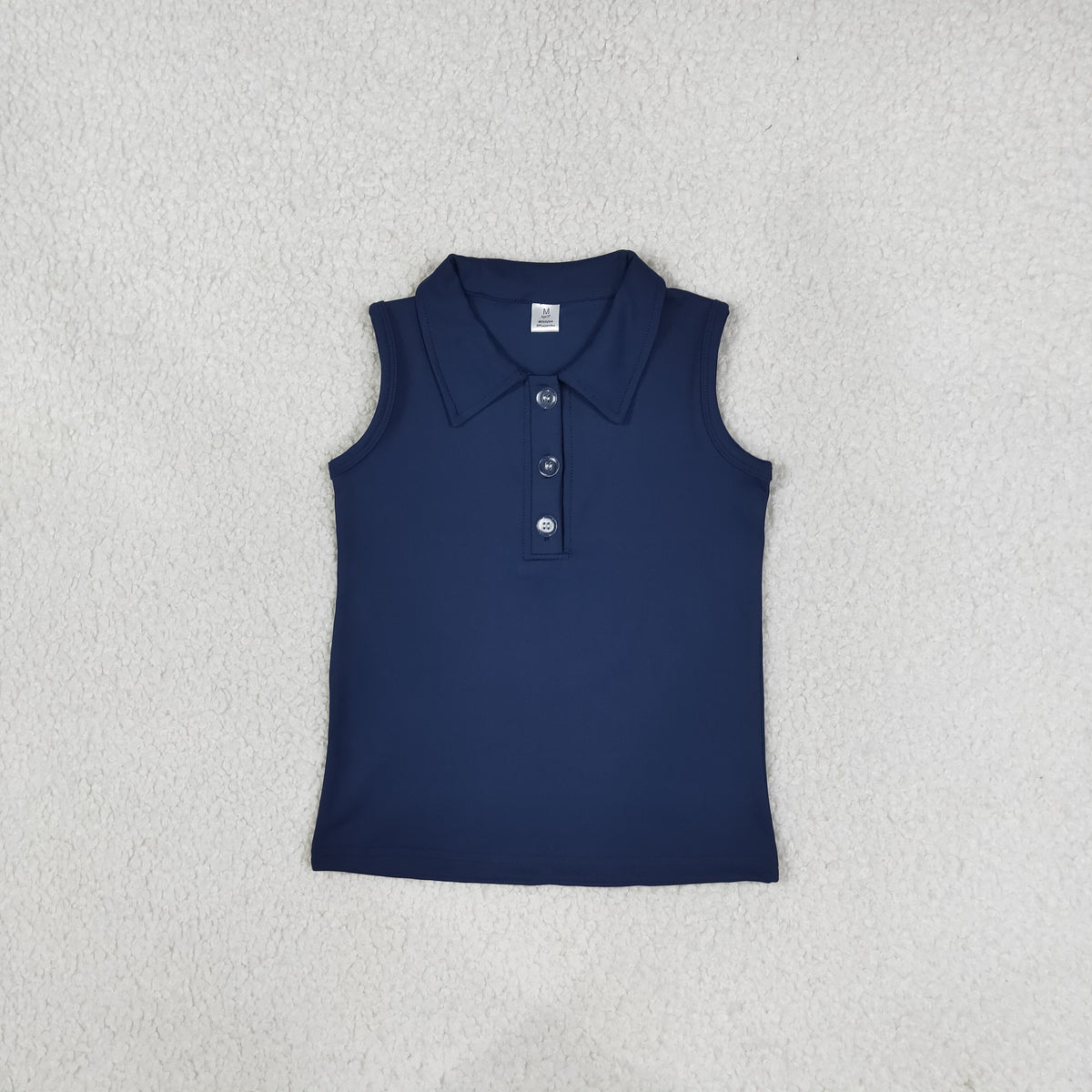 Baby Girls Navy Sleeveless Yoga Active Button Vests Top