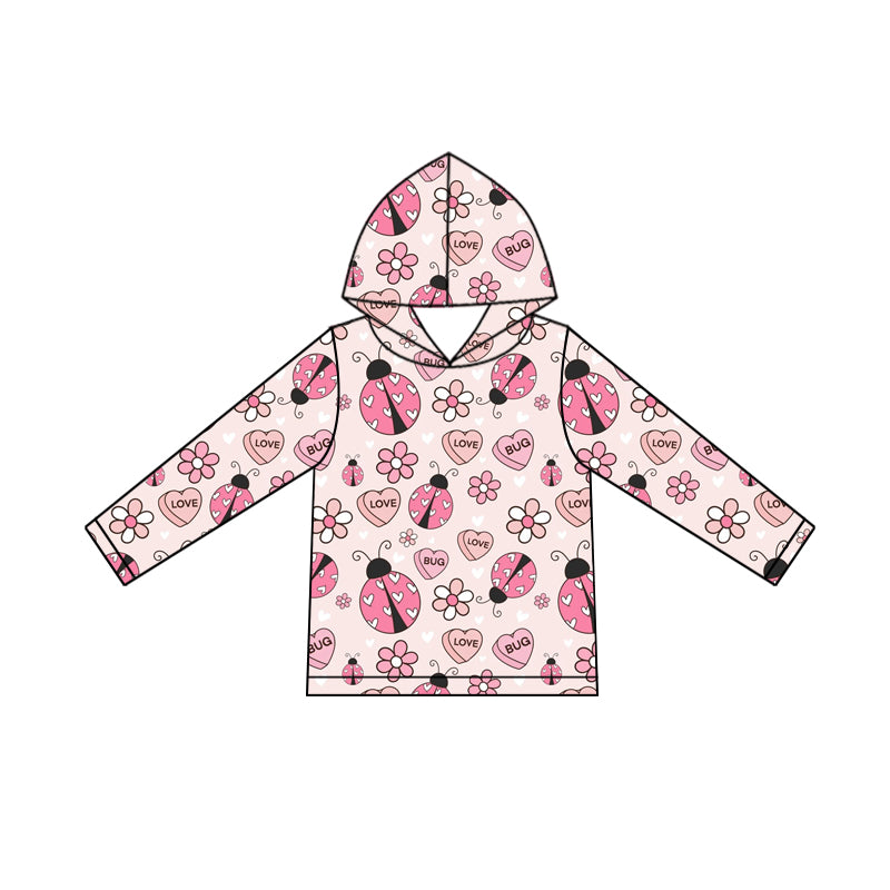 Baby Girls Long Sleeve Pink Flowers Hearts Valentine Hoodies Top Preorder