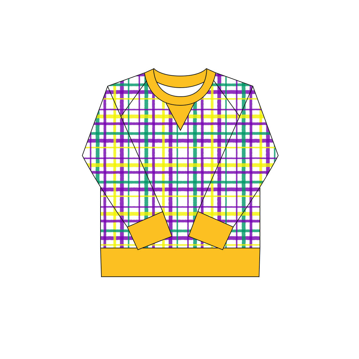 Baby Girls Mardigras Checked Long Sleeve Yoga Tee Shirts Top Preorder