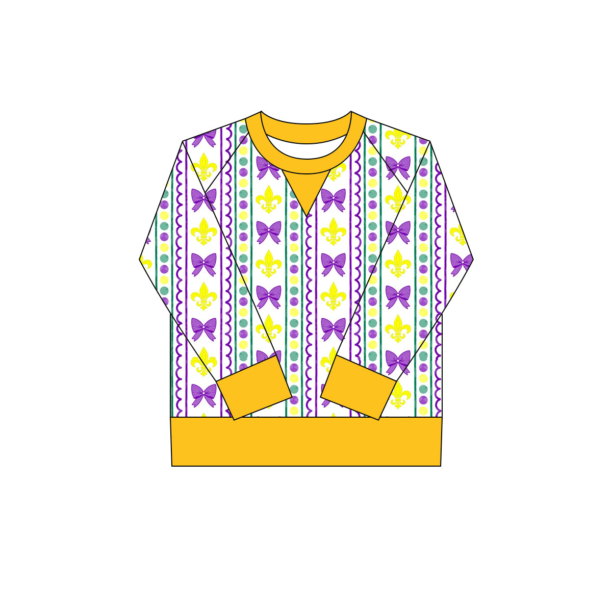 Baby Girls Mardigras Anchors Bows Stripe Long Sleeve Yoga Tee Shirts Top Preorder