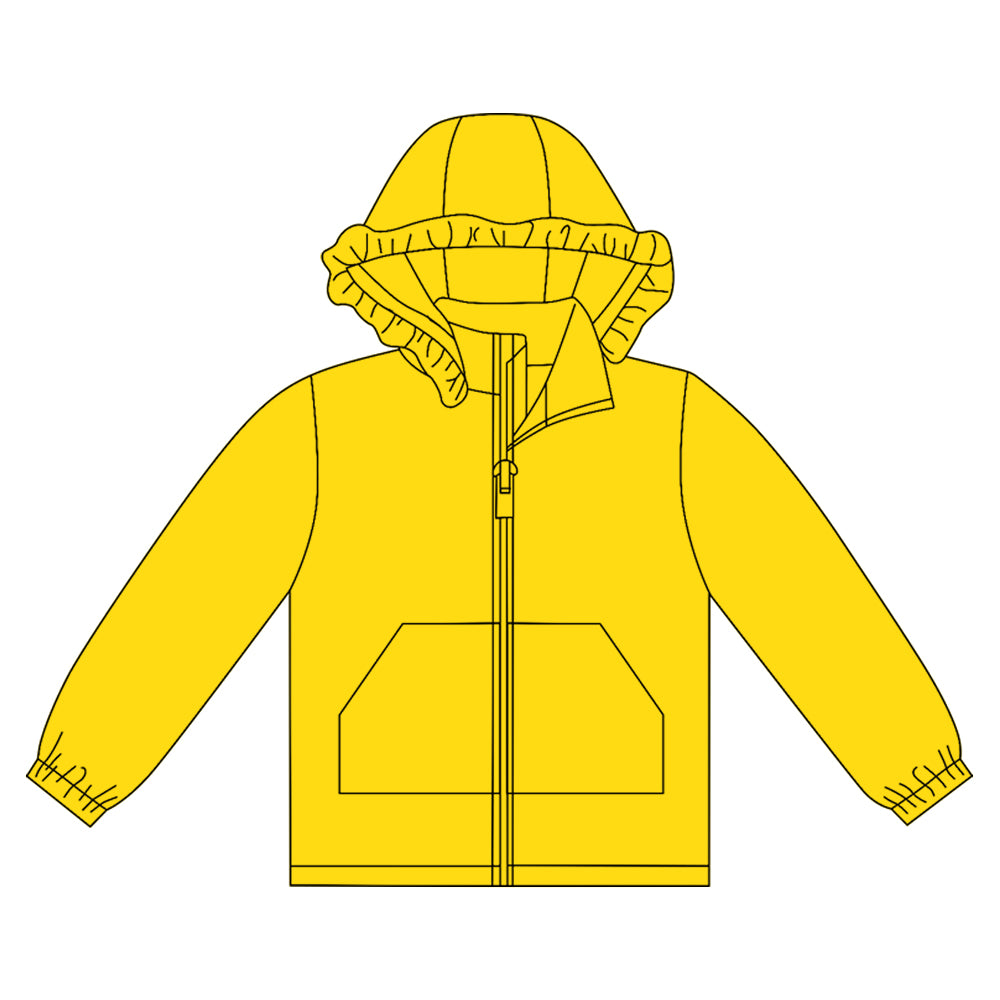 Baby Girls Yellow Long Sleeve Pockets Zipper Yoga Ruffle Hoodie Jackets Preorder