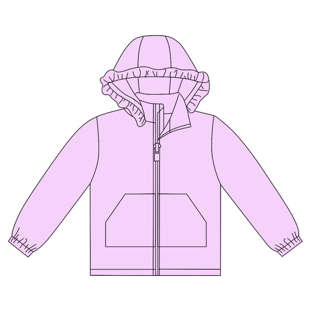 Baby Girls Light Pink Long Sleeve Pockets Zipper Yoga Ruffle Hoodie Jackets Preorder