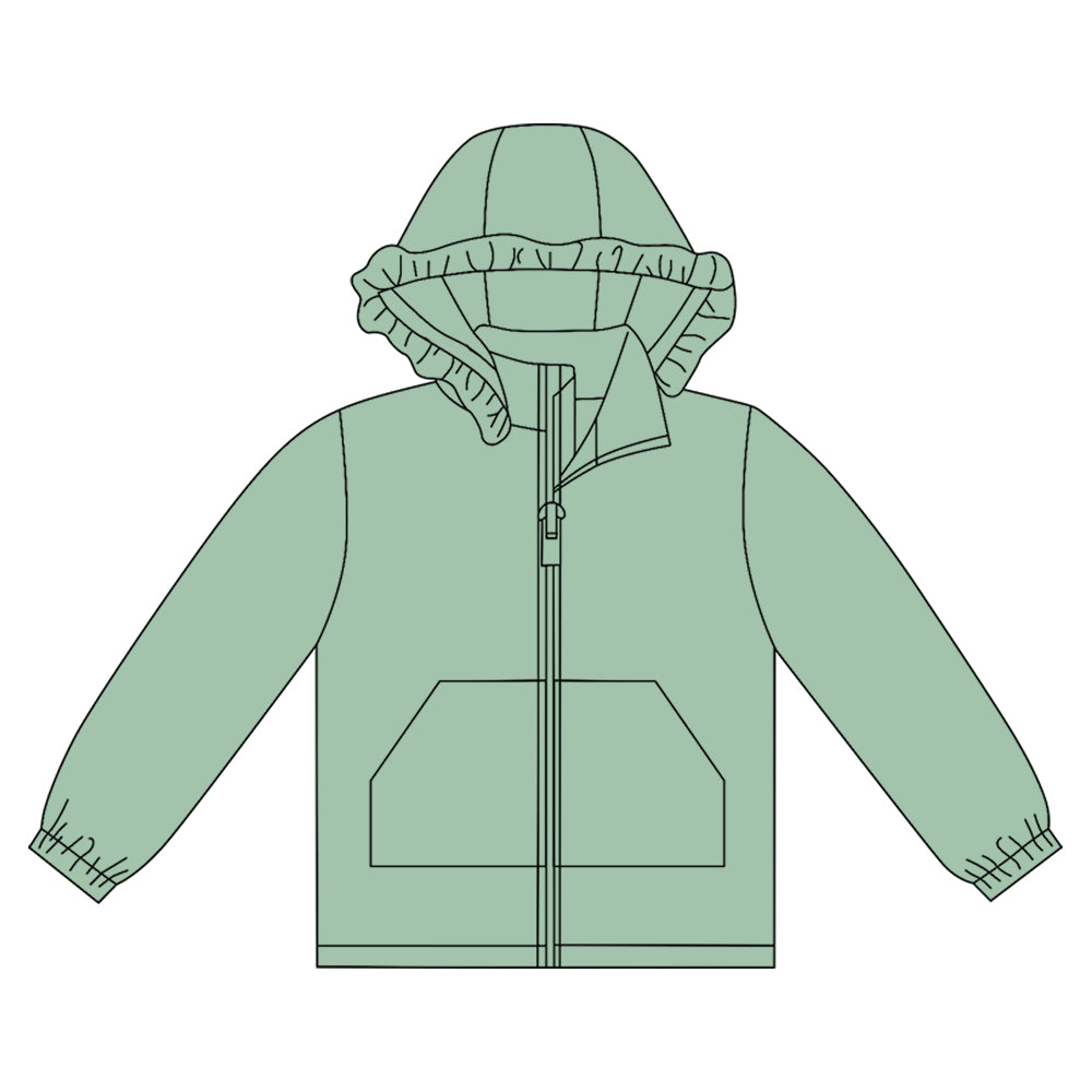 Baby Girls Aqua Long Sleeve Pockets Zipper Yoga Ruffle Hoodie Jackets Preorder