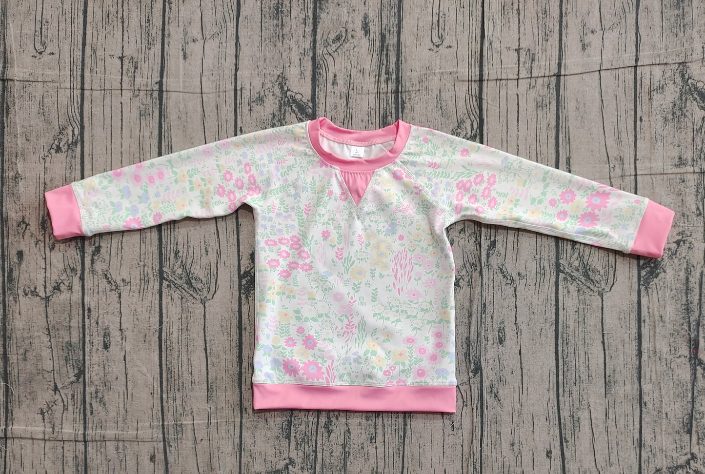 Baby Girls Pink Green Flowers Long Sleeve Yoga Tee Shirts Top Preorder