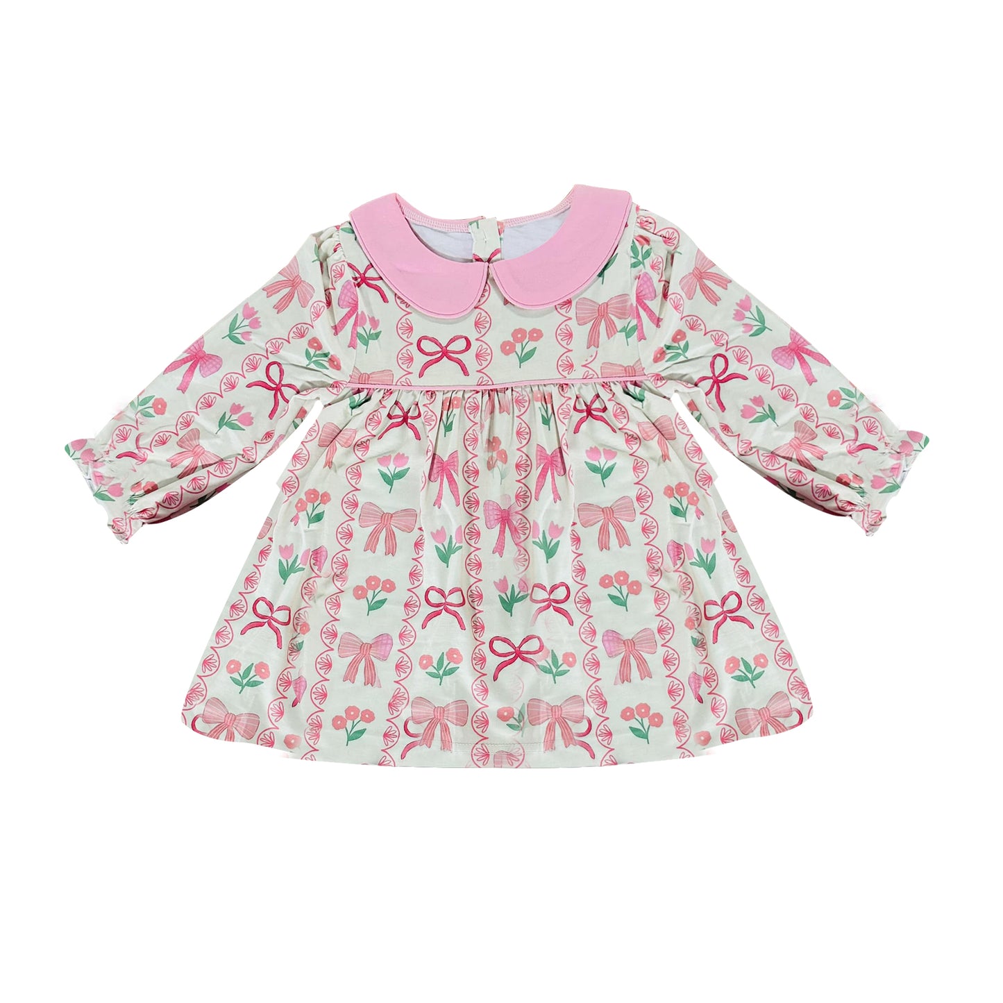 Baby Girls Pink Bows Flowers Stripe Long Sleeve Shirts Top Preorder