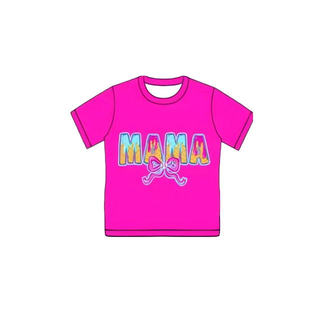 Adult Women Hot Pink Blue Sprinkles Drip Mama Tee Shirts Top Preorder