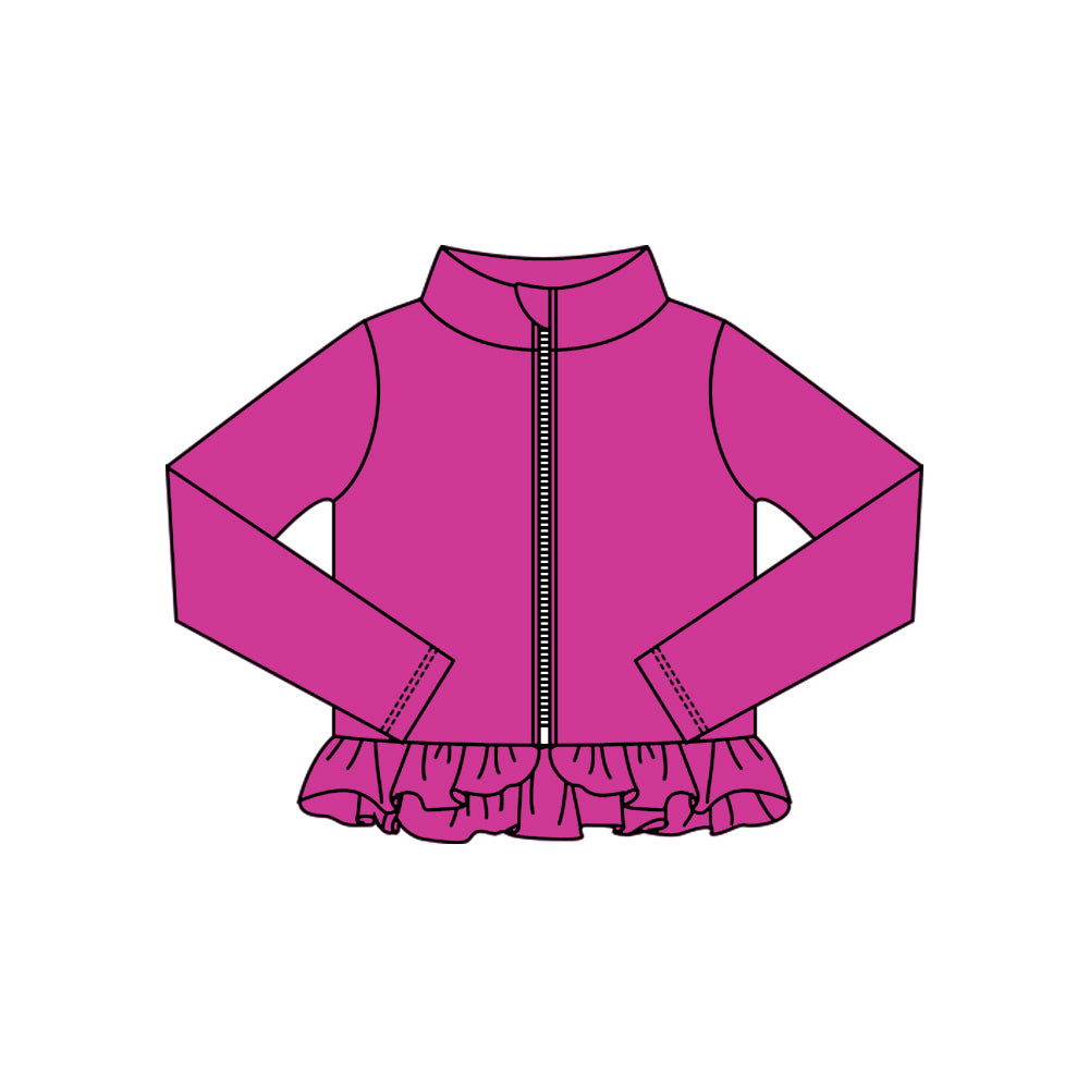 Baby Girls Hot Pink Ruffle Yoga Zipper Jackets Top Preorder