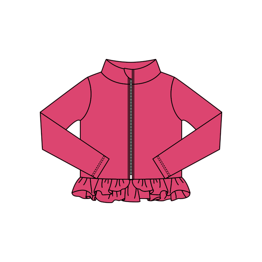 Baby Girls Watermelon Red Ruffle Yoga Zipper Jackets Top Preorder