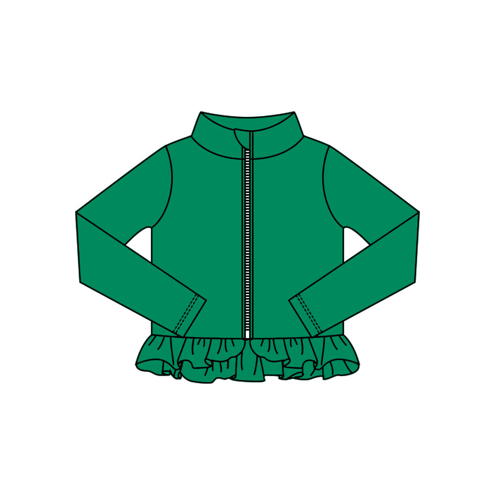 Baby Girls Green Ruffle Yoga Zipper Jackets Top Preorder