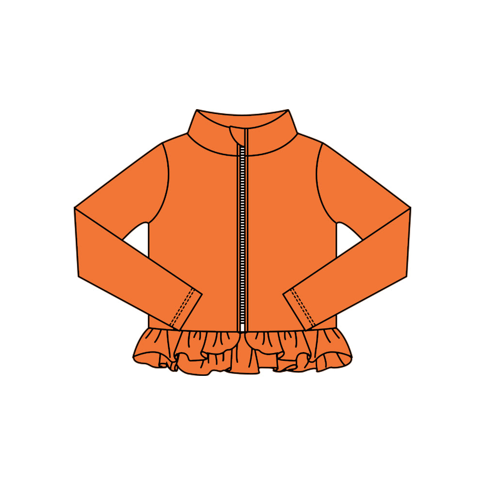 Baby Girls Orange Ruffle Yoga Zipper Jackets Top Preorder
