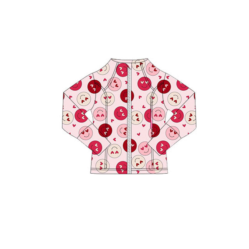 Baby Girls Smiles Hearts Valentine Yoga Zipper Jackets Top Preorder