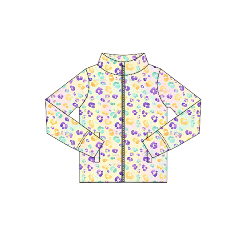 Baby Girls Mardigras Leopard Yoga Zipper Jackets Top Preorder