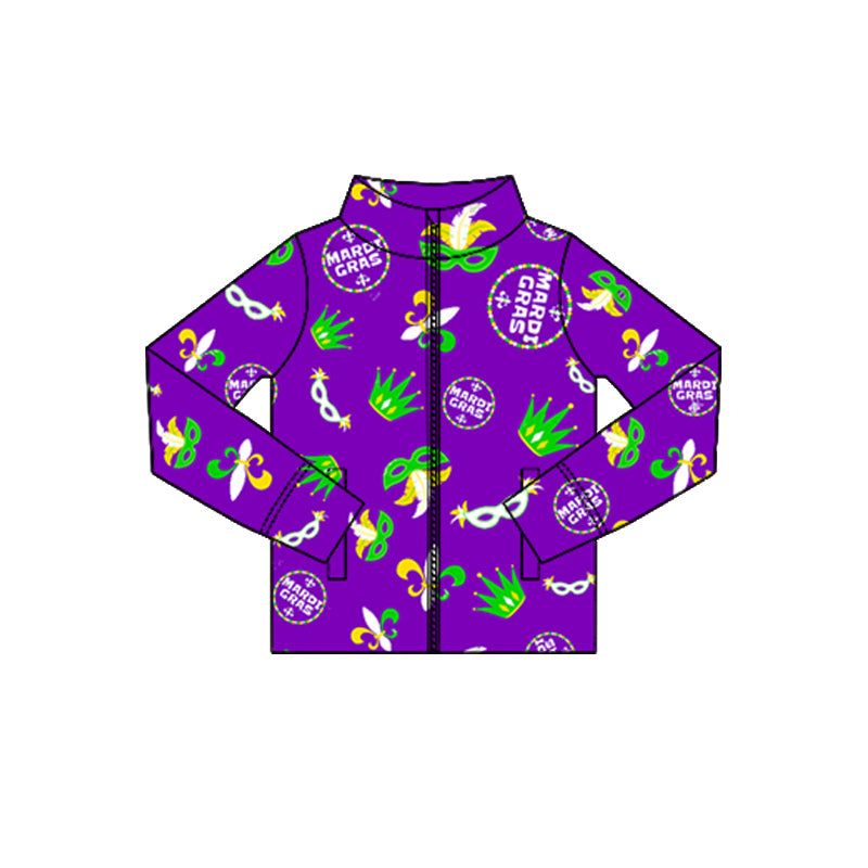 Baby Girls Mardigras Anchors Masks Yoga Zipper Jackets Top Preorder