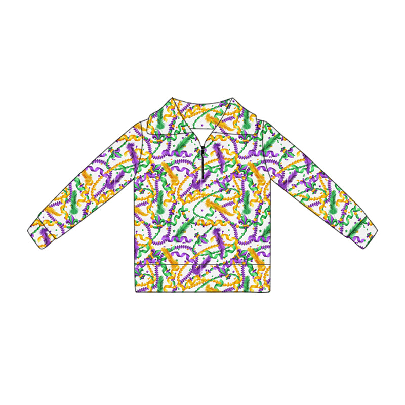 Baby Girls Mardigras Lights Fur Zipper Pullovers Top Preorder