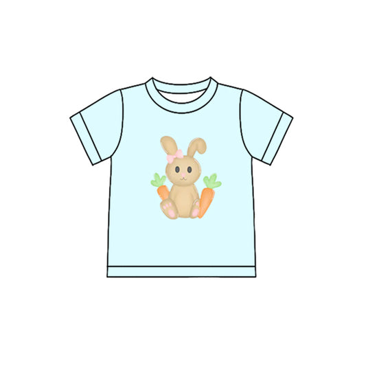 Baby Girls Aqua Short Sleeve Rabbits Carrots Easter T-shirts Top Preorder