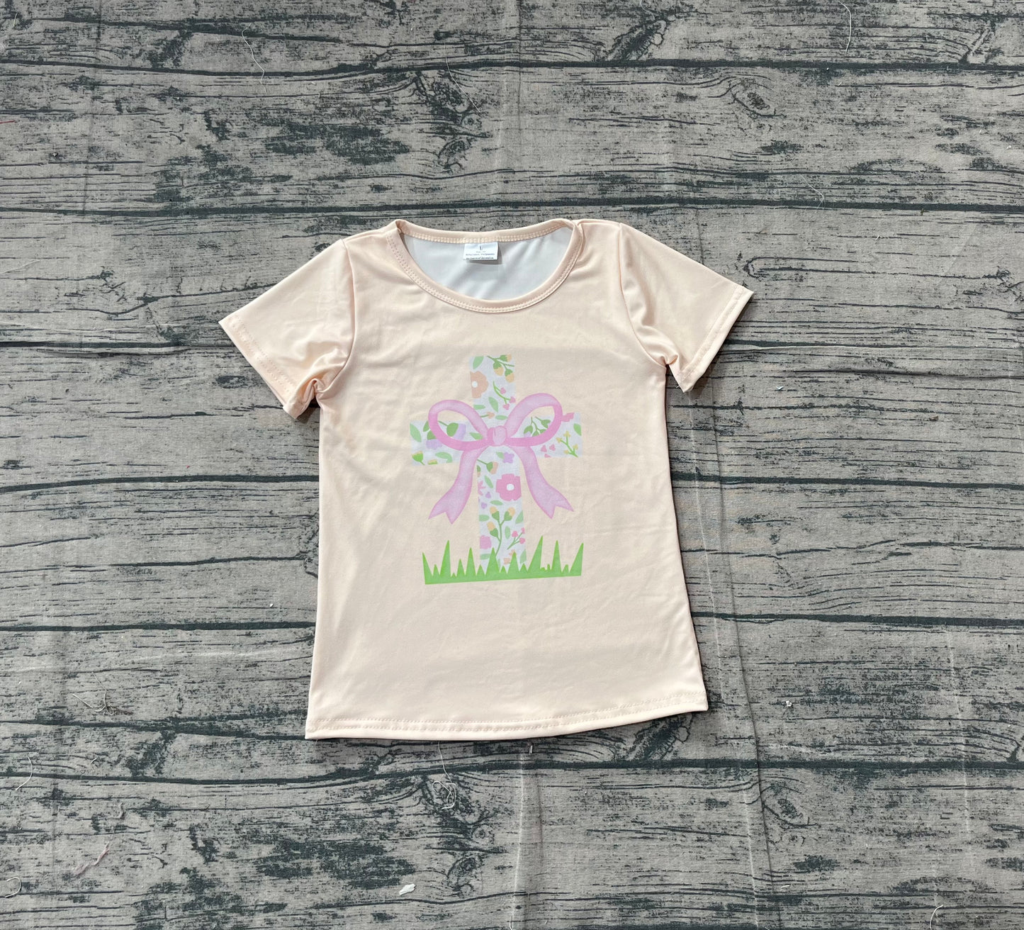 Baby Girls Short Sleeve Flowers Cross Easter T-shirts Top