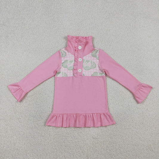Baby Girls Pink Checked Golf Flags Button Polo Shirts Top