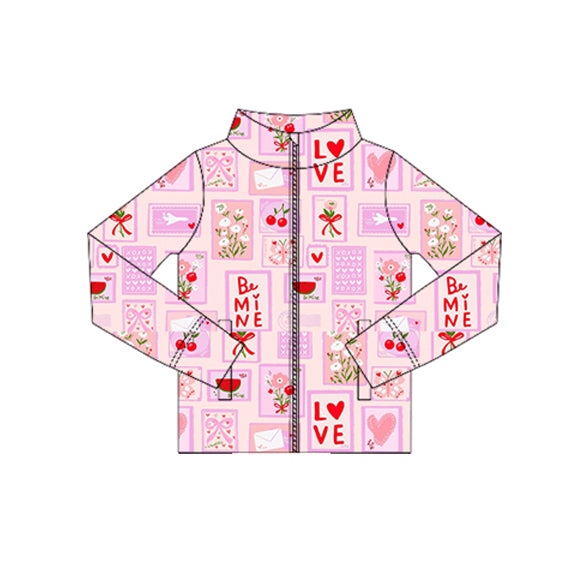 Baby Girls Long Sleeve Flowers Checked Zipper Pockets Valentine Yoga Jackets Top Preorder