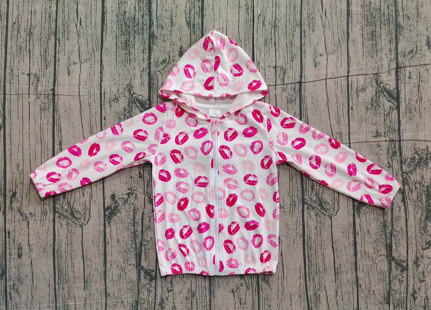 Baby Girls Pink Mouths Valentines Zipper Hoodies Jacket Top