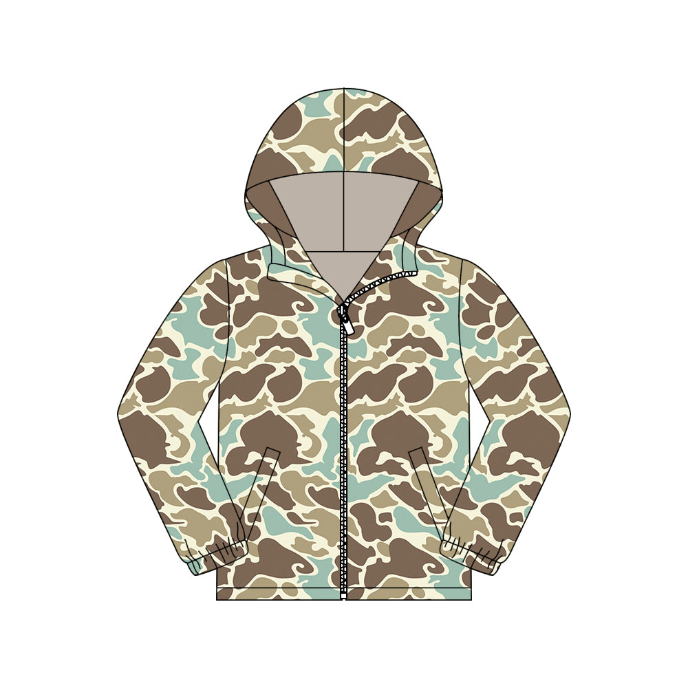 Adult Men Khaki Camo Pocket Zipper Southern Hoodies Jackets Top Preorder