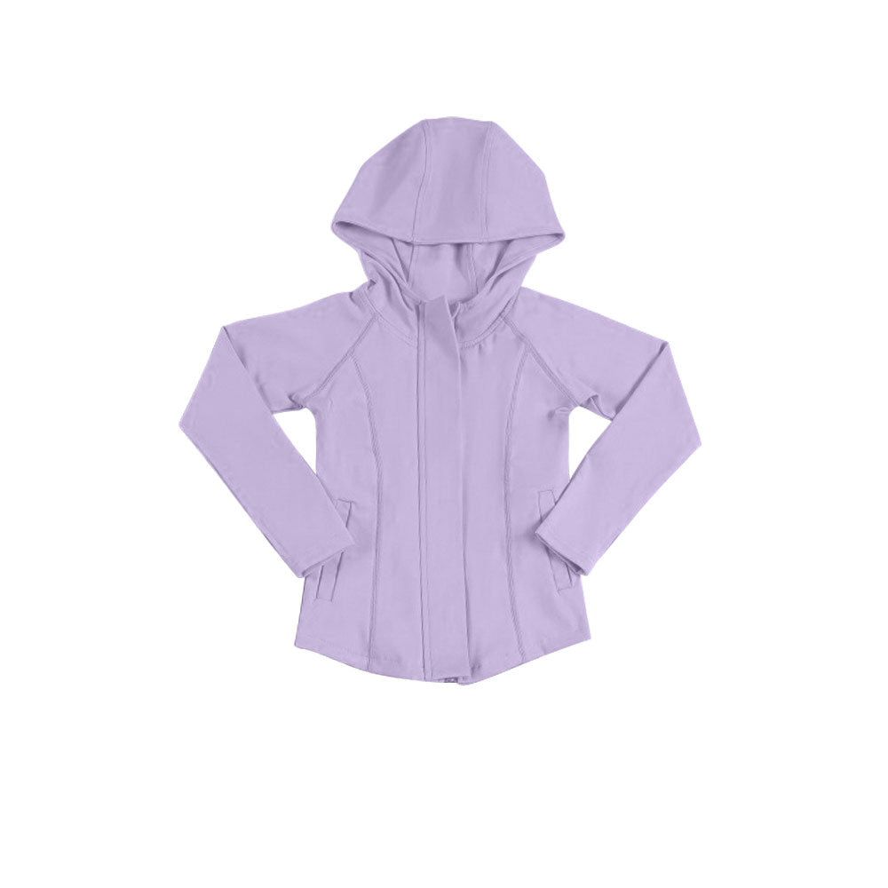Baby Girls Lavender Long Sleeve Pockets Zipper Yoga Hoodies Jackets Top Preorder