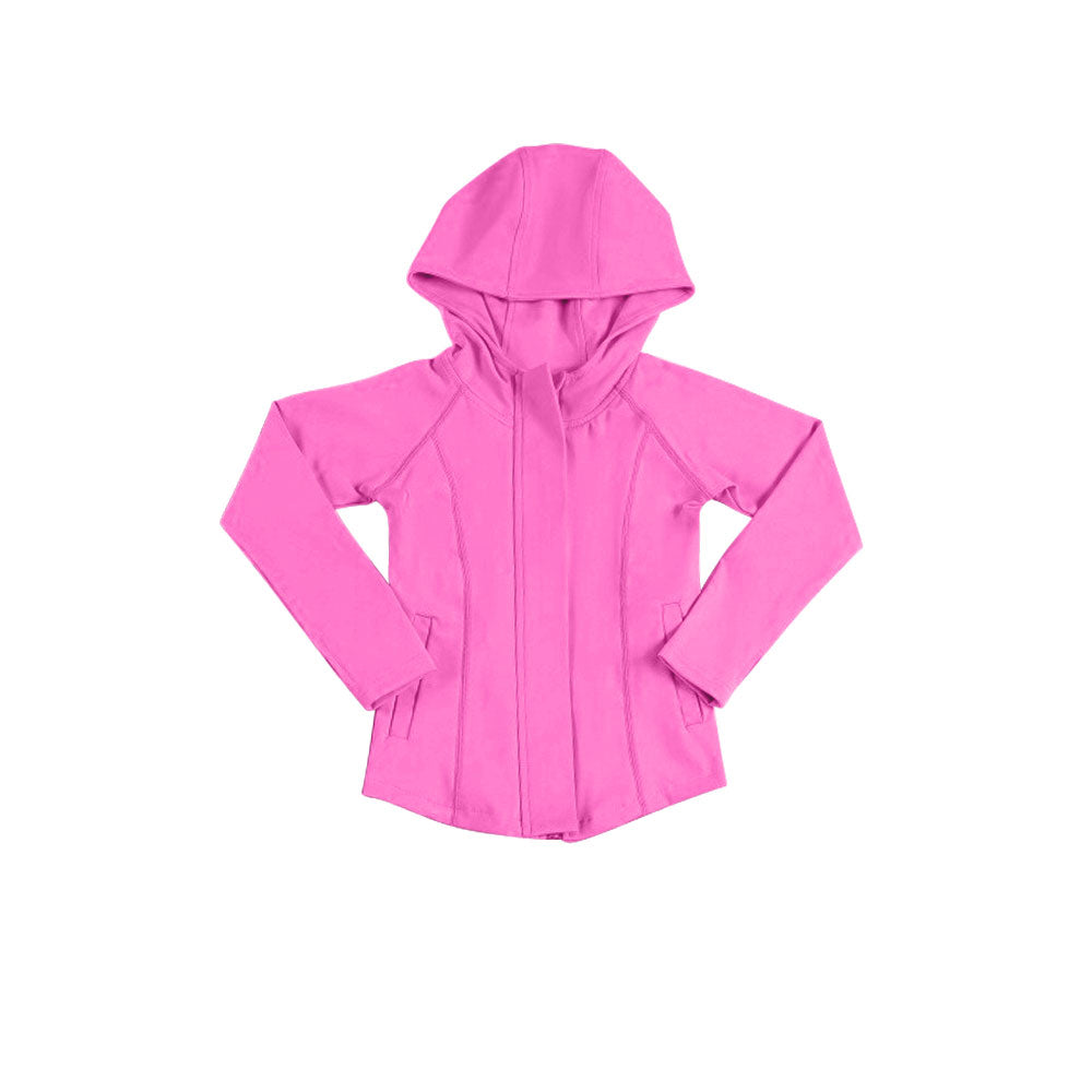 Baby Girls Pink Long Sleeve Pockets Zipper Yoga Hoodies Jackets Top Preorder