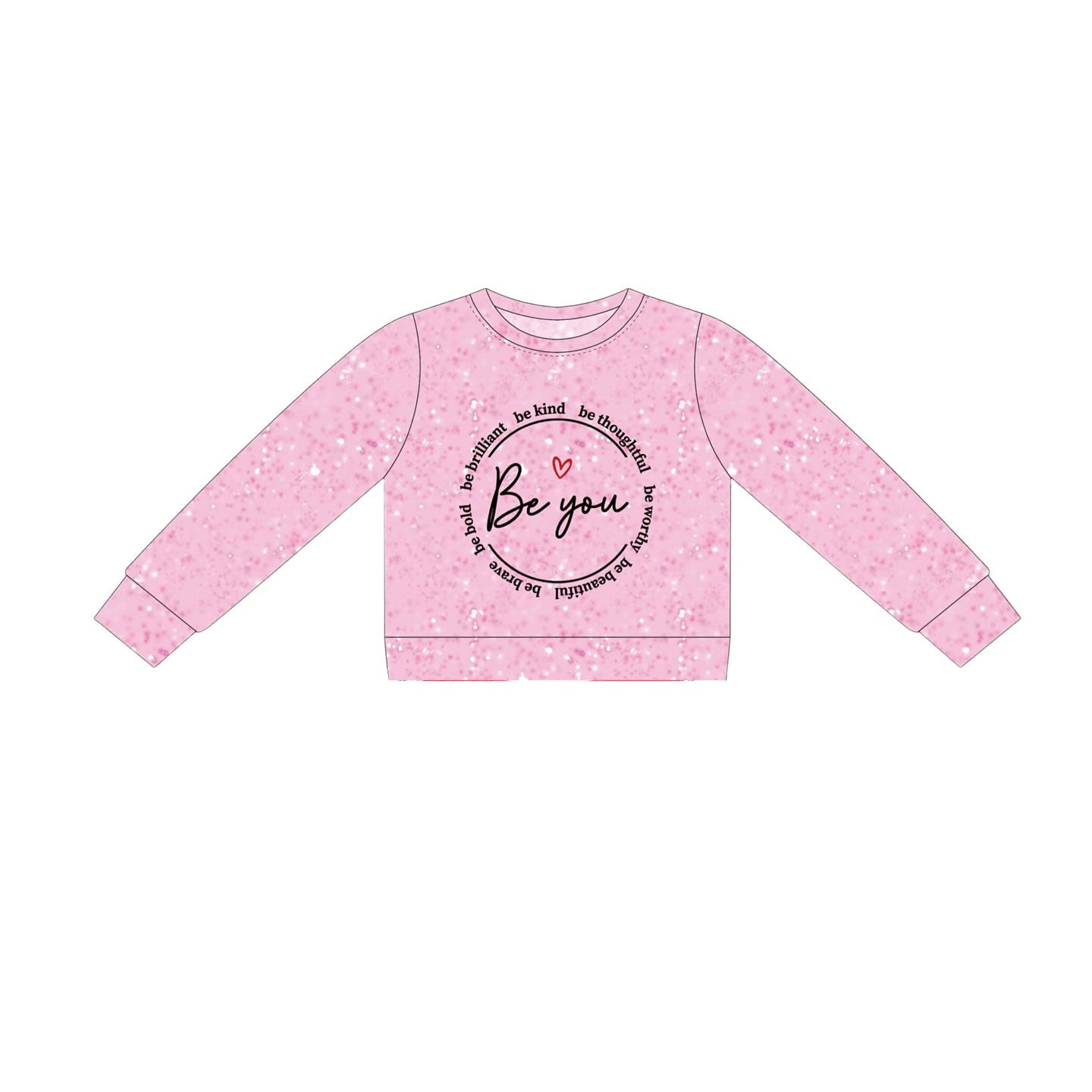 Baby Girls Pink Long Sleeve Be You Hearts Valentines T-shirts Top Preorder
