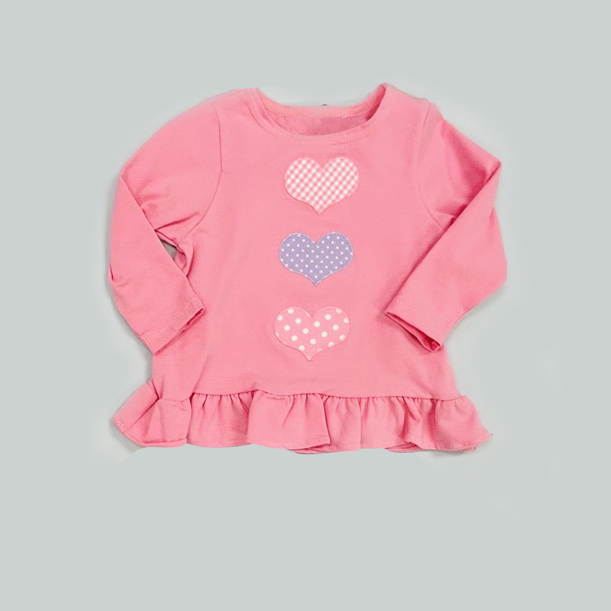 Baby Girls Pink Polka Dots Hearts Valentines Ruffle T-shirts Top Preorder