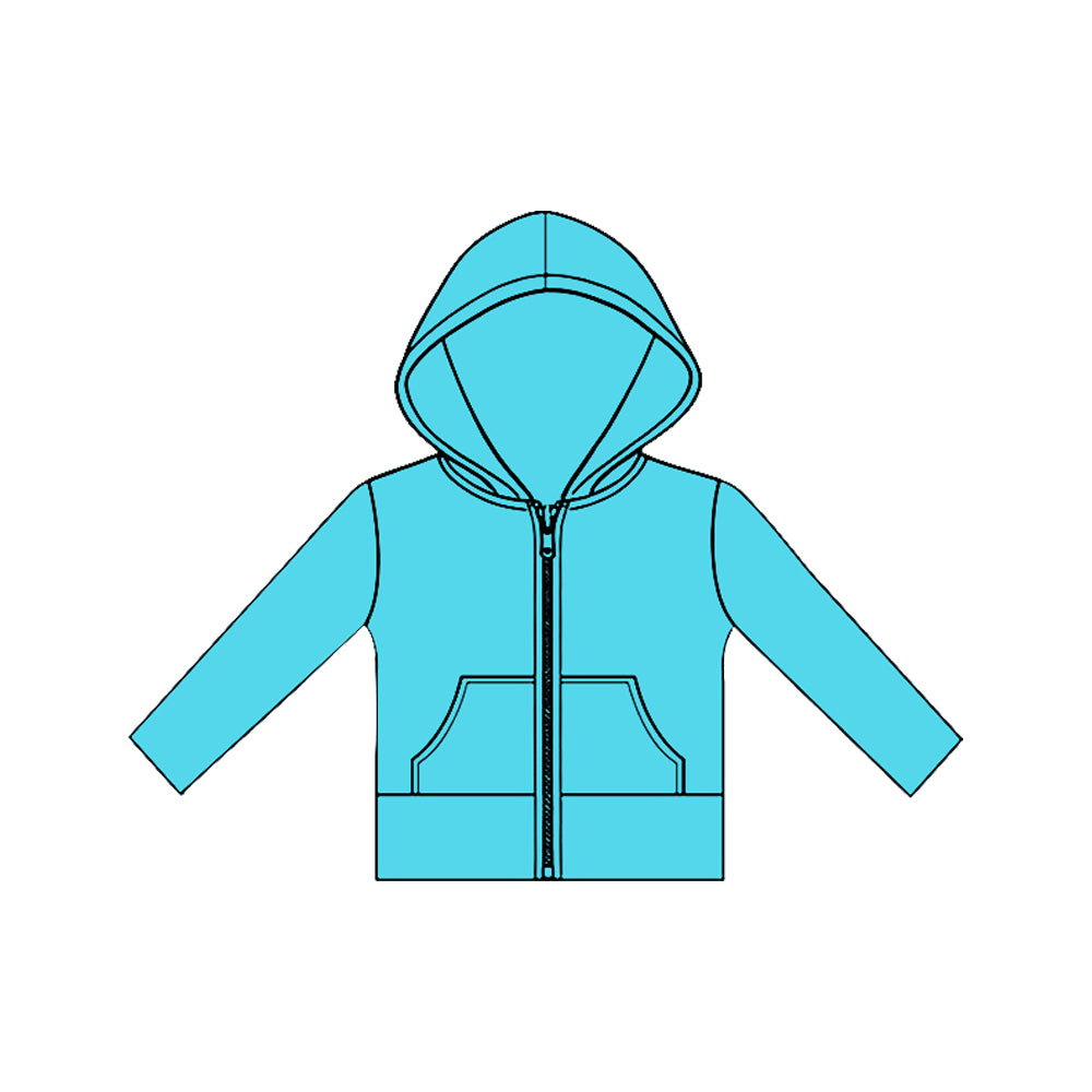Baby Girls Long Sleeve Aqua Pockets Zipper Yoga Hoodies Jackets Top Preorder
