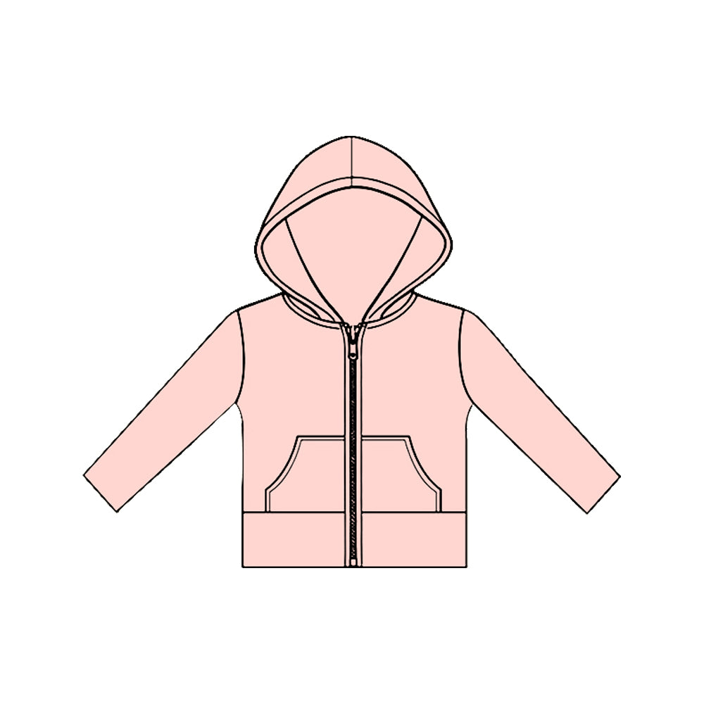 Baby Girls Long Sleeve Light Pink Pockets Zipper Yoga Hoodies Jackets Top Preorder