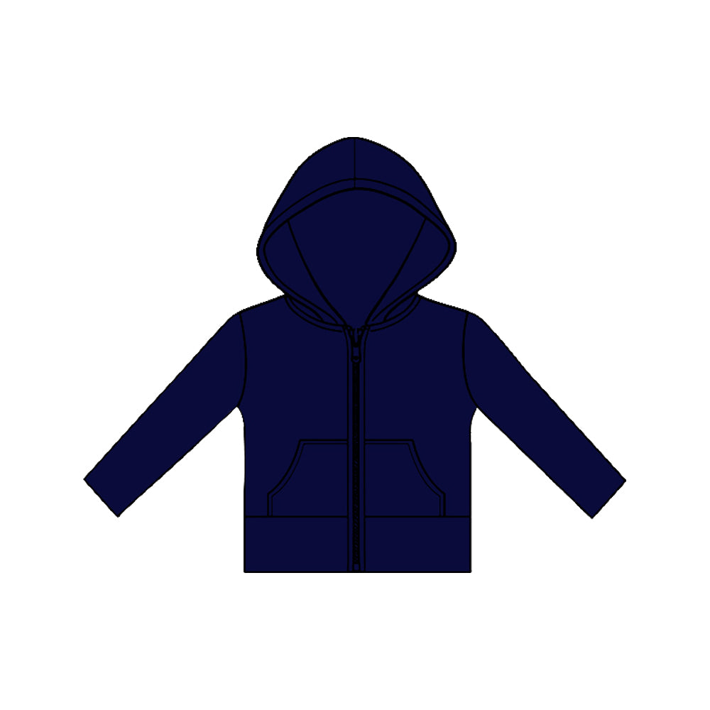 Baby Girls Long Sleeve Navy Pockets Zipper Yoga Hoodies Jackets Top Preorder