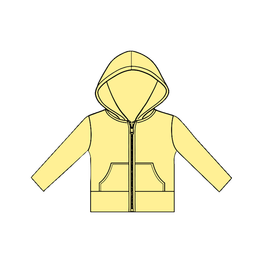 Baby Girls Long Sleeve Yellow Pockets Zipper Yoga Hoodies Jackets Top Preorder