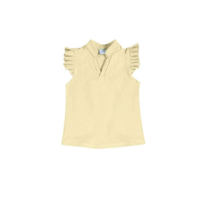 Baby Girls Yellow Flutter Sleeve Button Yoga T-shirts Top Preorder