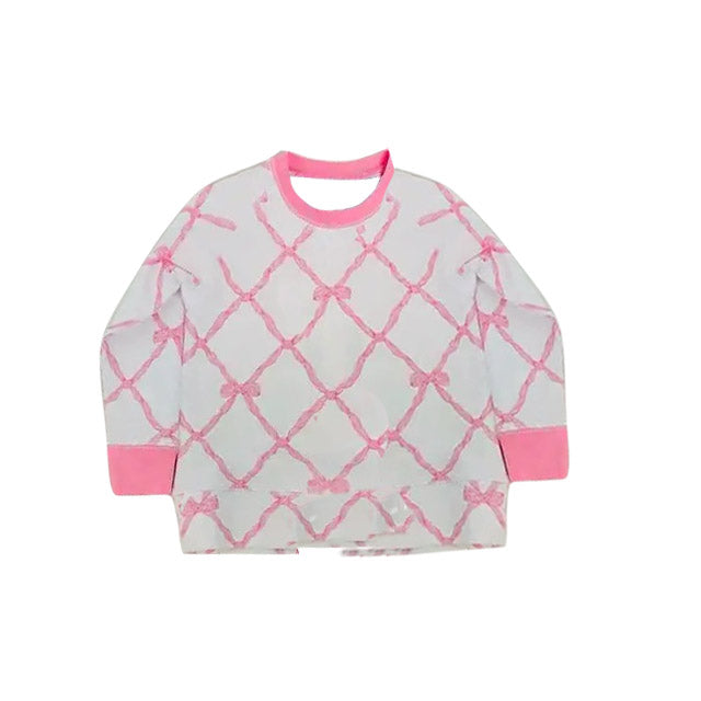 Baby Girls Long Sleeve Pink Bows Checked T-shirts Top Preorder