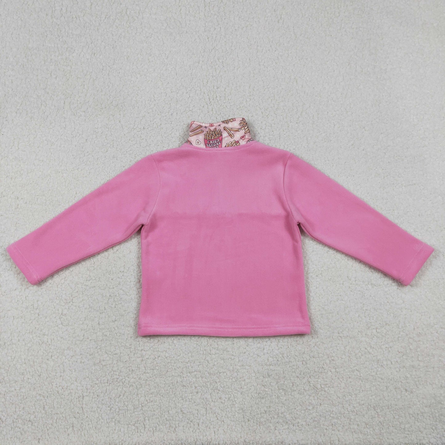 Baby Girls Long Sleeve Pink Hearts Chip Valentines Sherpa Zipper Top